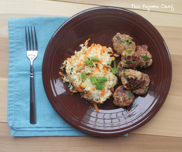 Asian Turkey Meatballs with Carrot Rice - The Pajama Chef