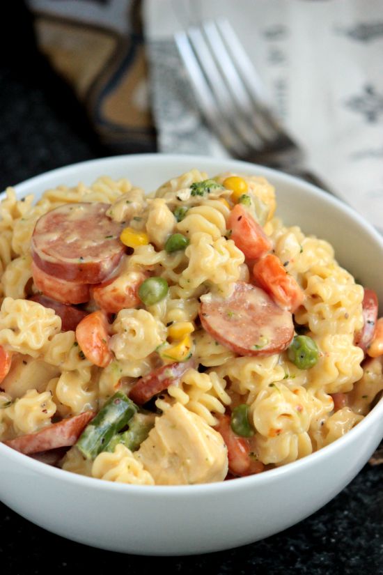 Cheesy Chicken and Sausage Pasta