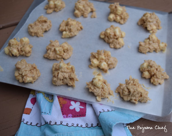 These addictive creamy peanut butter-based no bake cookies are full of fluffy marshmallows, decadent white chocolate, and crunchy Rice Krispies cereal. Believe the hype--these are fabulous!