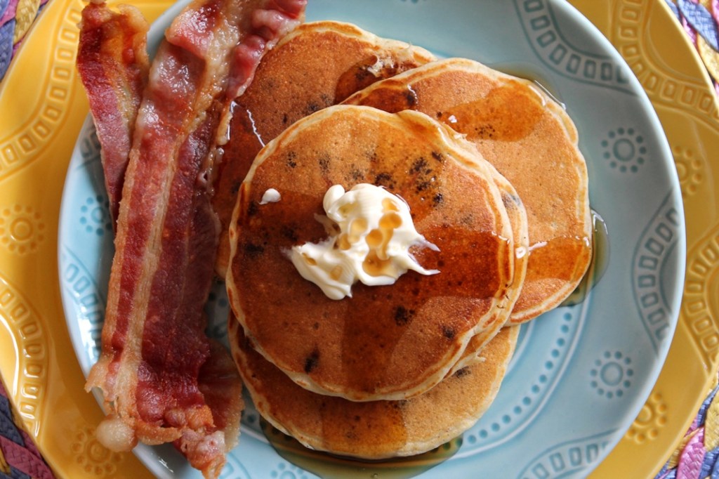 Greek Yogurt-Banana Chocolate Chip Pancakes