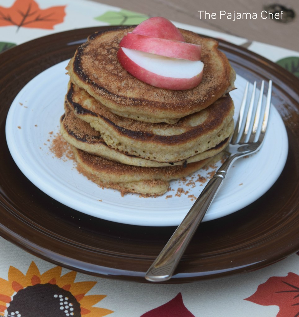 Flavorful fall pancakes--made with apple cider and topped with cinnamon sugar, these pancakes are a real treat!  #secretrecipeclub