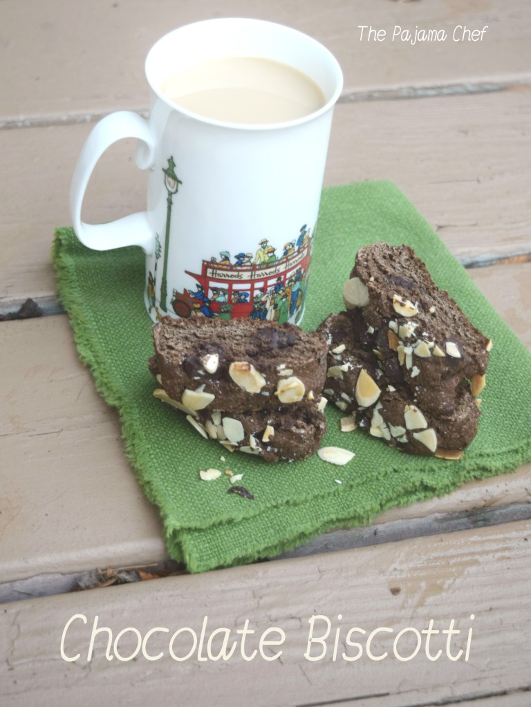 Deep, dark, rich chocolate biscotti studded with dark chocolate chunks and topped with crunchy almonds! Thank you to Imperial Sugar for providing the product used in this recipe! All opinions are my own. #sponsored #Choctoberfest