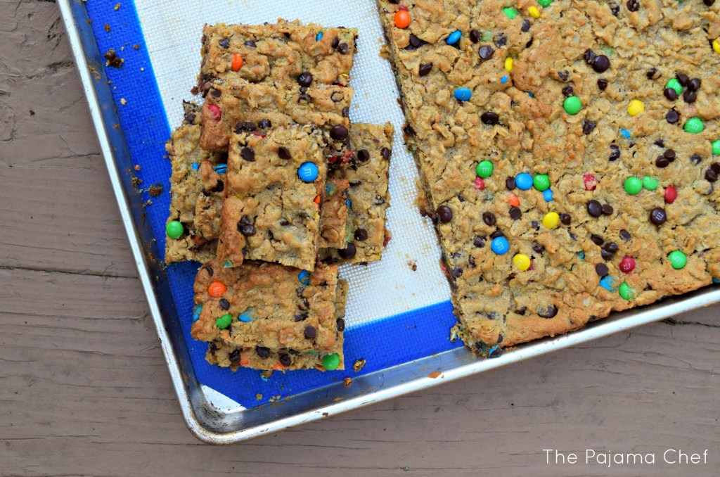 These monster cookie bars are an easy, chewy dessert that you'll enjoy all summer long! They're also a great gluten-free dessert when made with gluten-free oats so everyone will enjoy them!