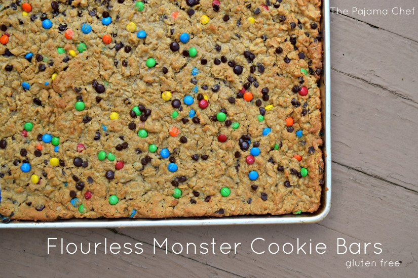 These monster cookie bars are an easy, chewy dessert that you'll enjoy all summer long! They're also a great gluten-free dessert when made with gluten-free oats so everyone will enjoy them!
