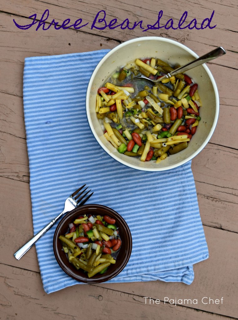 Three bean salad... a simple, classic cookout dish. I can't get enough of this make-ahead salad! #CookoutWeek2017