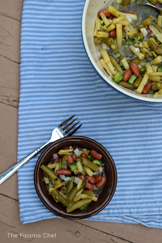 Three bean salad... a simple, classic cookout dish. I can't get enough of this make-ahead salad! #CookoutWeek2017