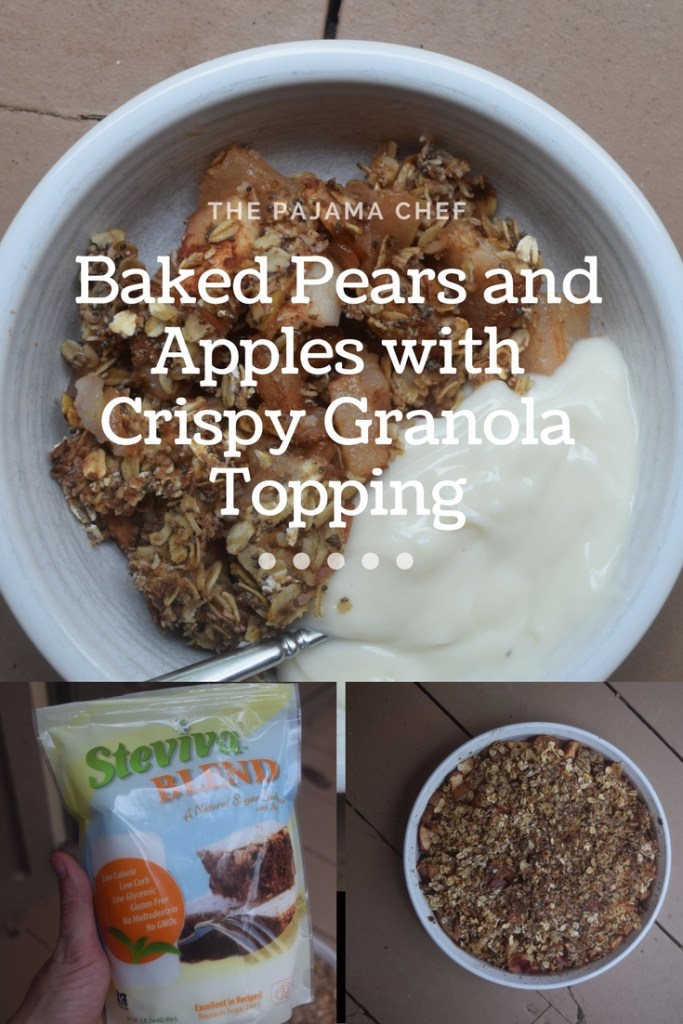 My recipe for Baked Pears and Apples with Crispy Granola Topping has been submitted for the Steviva Blogger Recipe Challenge. Product samples received in exchange for posting this recipe as part of the recipe challenge. #steviva #sweetandeasy