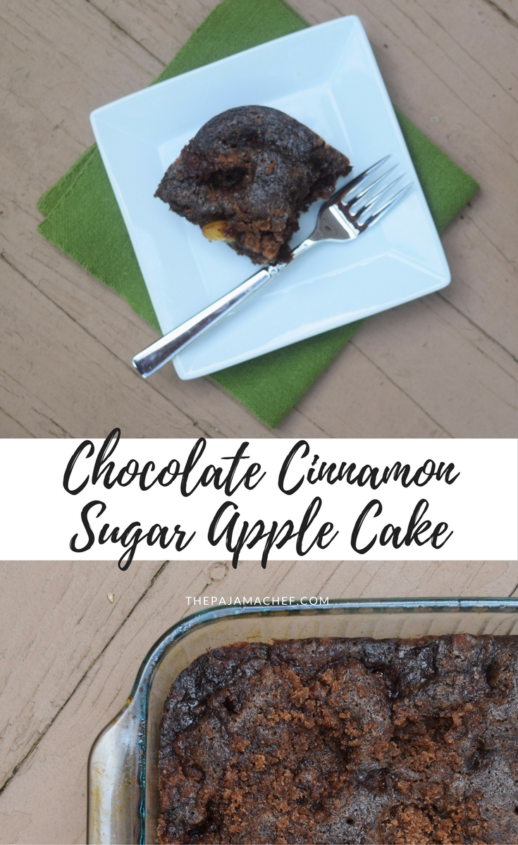 Chocolate Cinnamon Sugar Apple Cake - Sweet chocolate cake studded with fresh apples and topped with cinnamon sugar... this fall favorite is sure to please! #Choctoberfest #ImperialSugar #sponsored #ad
