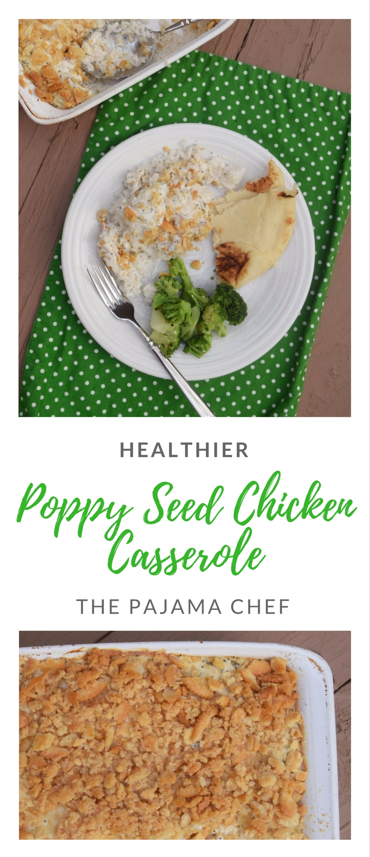Comforting and homey, poppy seed chicken casserole is a classic--and for good reason! This makeover recipe is a *little* healthier thanks to a (simple) homemade cream of chicken soup and the addition of greek yogurt instead of all that sour cream.