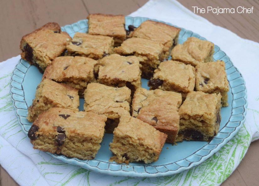 Chewy peanut butter bars with lots of milk chocolate chips. These seriously taste like a peanut butter brownie, and they are so easy! Add them to your holiday baking list, stat.