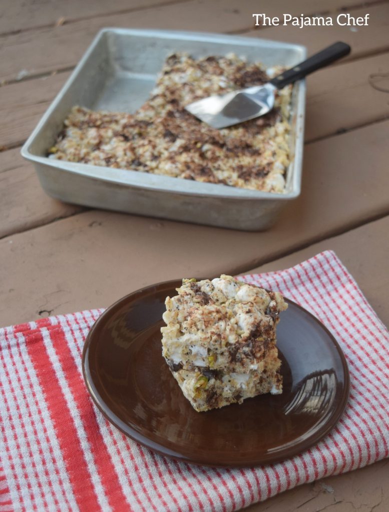 Seriously the BEST marshmallow krispie treats you've ever had. These little bars are incredible--so chocolately, so marshmallow-y, and full of fun mix-ins like coffee, pistachios, and coconut. The perfect treat for your Valentine or anyone, anytime.  #FoodBloggerLove