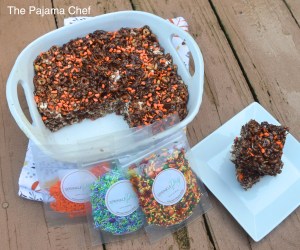 Chocolate. Sprinkles. Pumpkin. Marshmallows. What's not to love?? These yummy cereal treats are made with Sprinkle Pop sprinkles for #Choctoberfest and are oh-so-fun!